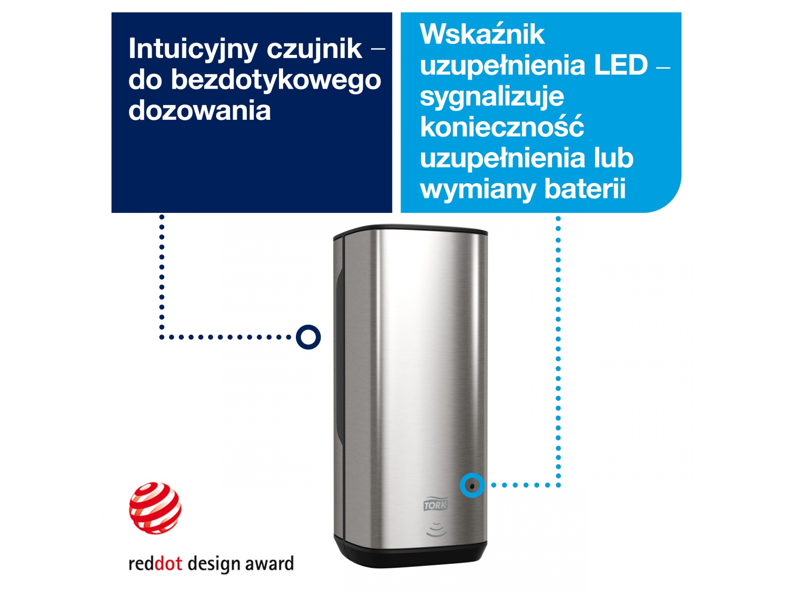 Dozownik pianki S4 TORK 460009  Nierdzewny bezdotykowy do mydła i dezynfekcji